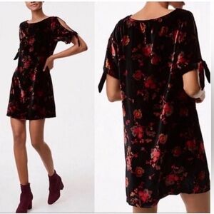 LOFT Black and Red Floral Mini Dress